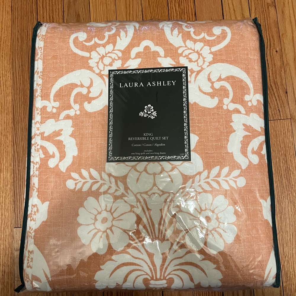 Laura Ashley - King Quilt Set - Venetia Coral